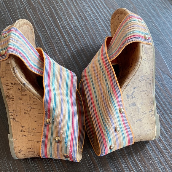 2/$20. Super cute, elastic crossover wedge heeled shoes by G 21 in size 6. - Picture 6 of 8